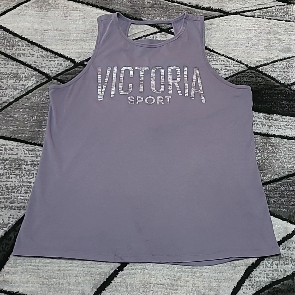 VICTORIA SPORT 2018 SILVER SHINE LOGO CUT-OUT BACK STRAPS TANK-TOP